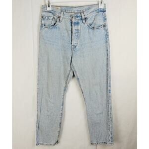 Levi's 501 buttonfly premium light wash jeans 28×26 women Classic Retro Denim